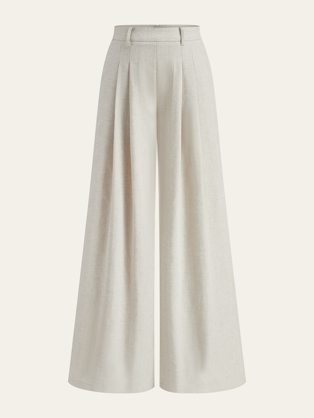Commense Cream Wide-Leg Trousers with Draped Wrap Top Set - Picture 4 of 12